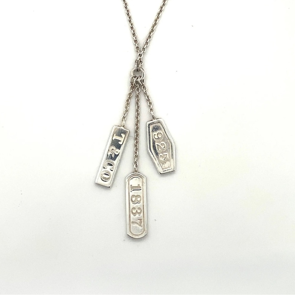 Tiffany & Co 925 Silver 1837 Dangle Element Necklace 16 inch